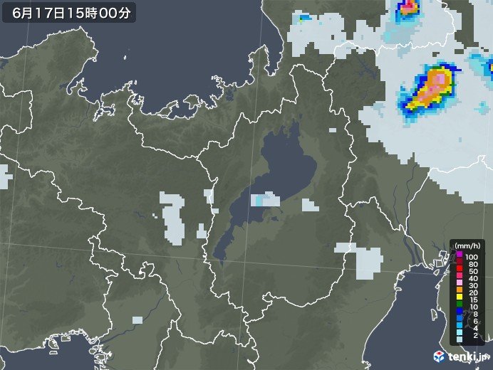 滋賀県の雨雲レーダー(2021年06月17日)