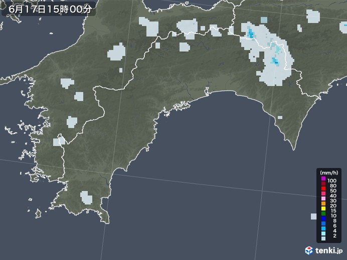 高知県の雨雲レーダー(2021年06月17日)