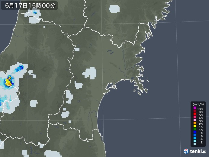 宮城県の雨雲レーダー(2021年06月17日)