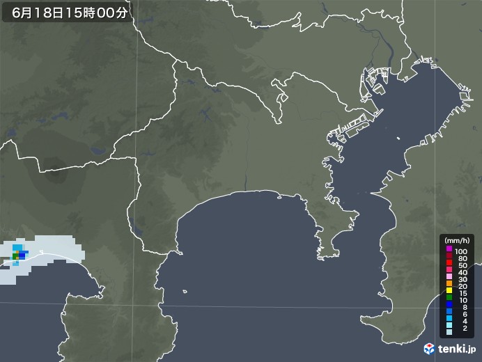 神奈川県の雨雲レーダー(2021年06月18日)