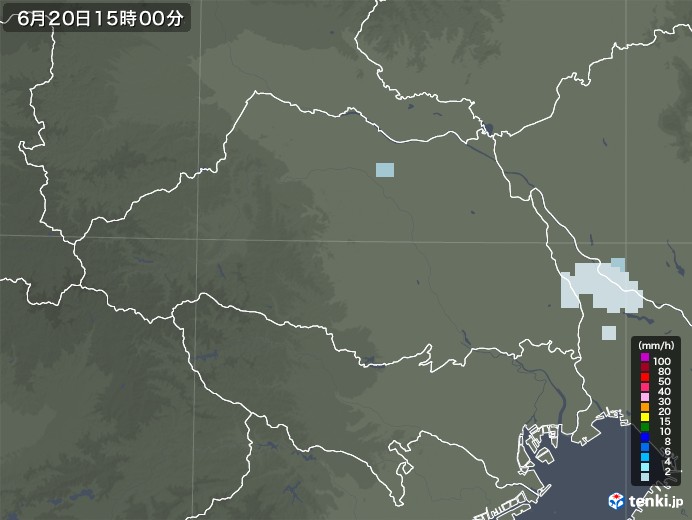 埼玉県の雨雲レーダー(2021年06月20日)