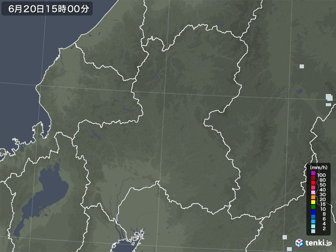 岐阜県の雨雲レーダー(2021年06月20日)