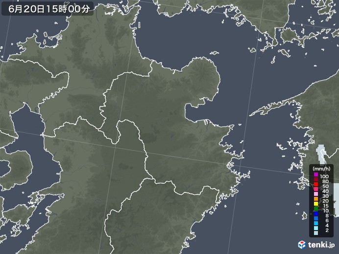 大分県の雨雲レーダー(2021年06月20日)