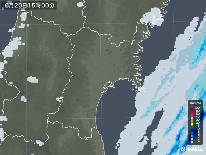 宮城県の雨雲レーダー(2021年06月20日)