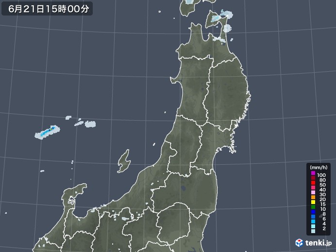 東北地方の雨雲レーダー(2021年06月21日)