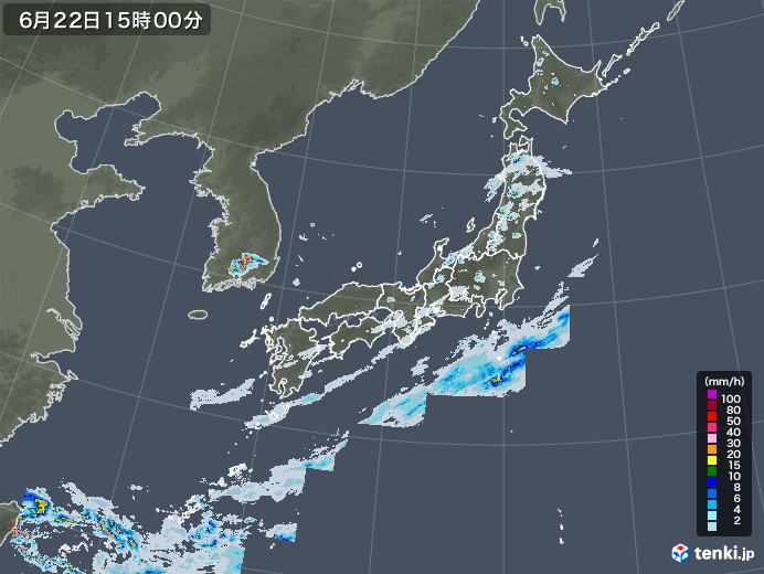 雨雲レーダー(2021年06月22日)