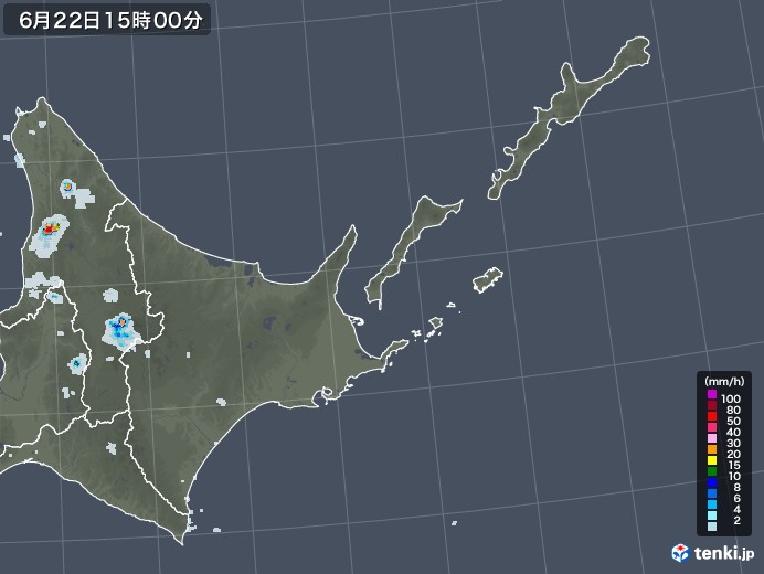 道東の雨雲レーダー(2021年06月22日)