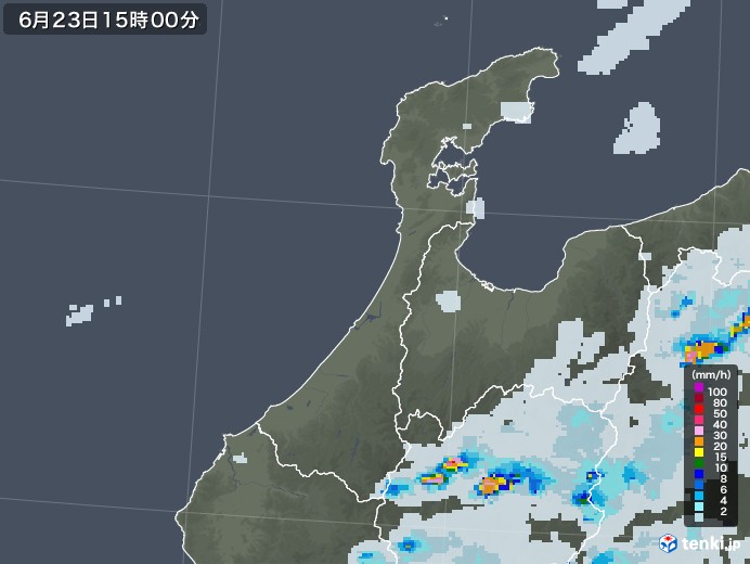 石川県の雨雲レーダー(2021年06月23日)