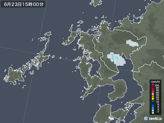 長崎県の雨雲レーダー(2021年06月23日)