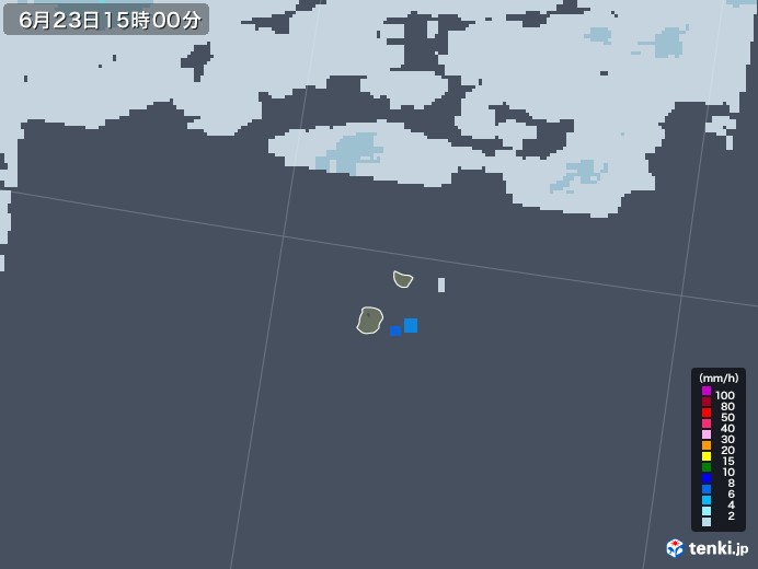 南大東島(沖縄県)の雨雲レーダー(2021年06月23日)