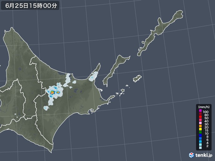 道東の雨雲レーダー(2021年06月25日)