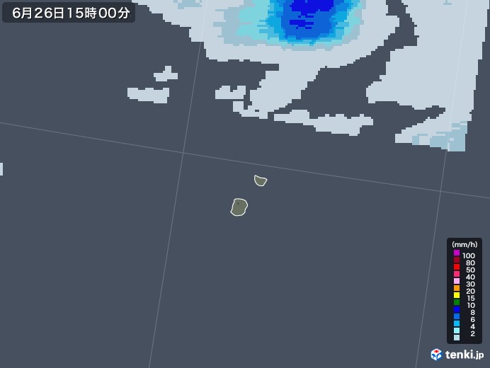 南大東島(沖縄県)の雨雲レーダー(2021年06月26日)