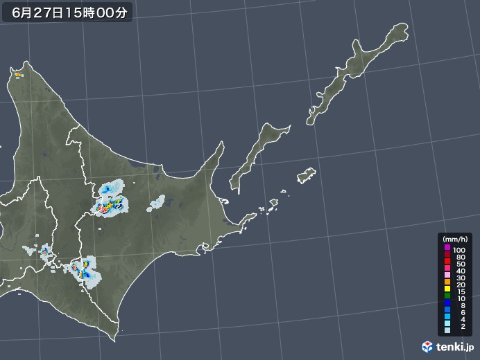 道東の雨雲レーダー(2021年06月27日)