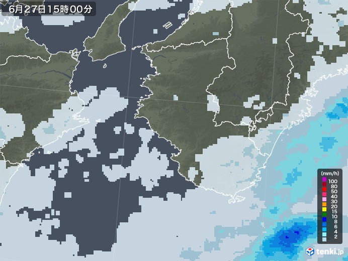 和歌山県の雨雲レーダー(2021年06月27日)