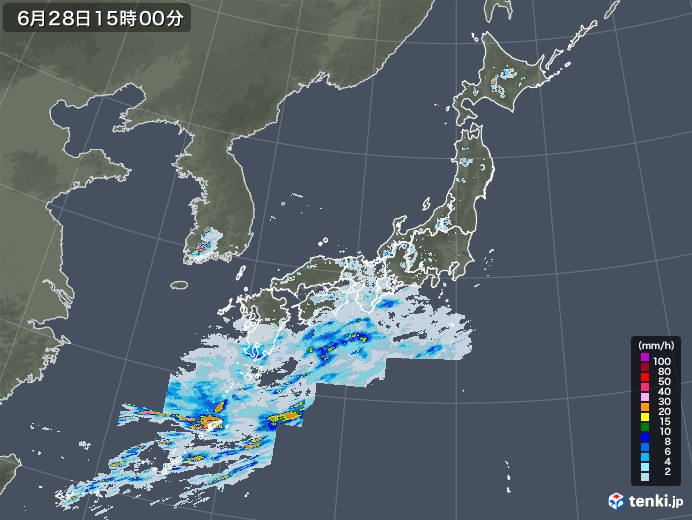 雨雲レーダー(2021年06月28日)