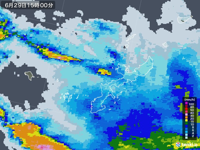 沖縄県の雨雲レーダー(2021年06月29日)