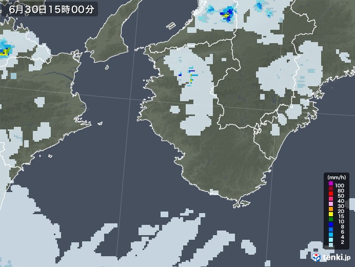 和歌山県の雨雲レーダー(2021年06月30日)