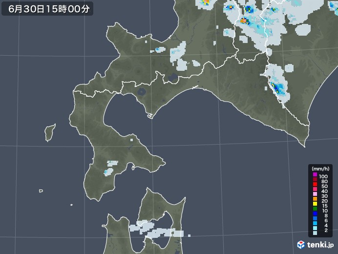 道南の雨雲レーダー(2021年06月30日)