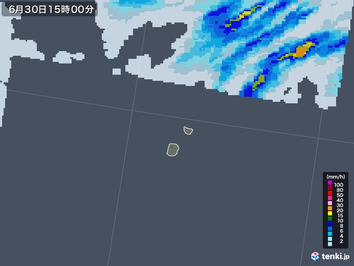南大東島(沖縄県)の雨雲レーダー(2021年06月30日)