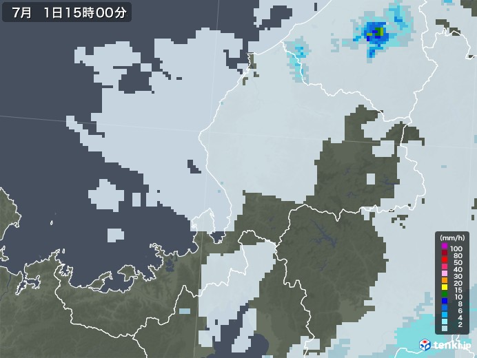 福井県の雨雲レーダー(2021年07月01日)