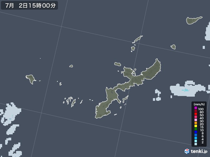 沖縄県の雨雲レーダー(2021年07月02日)