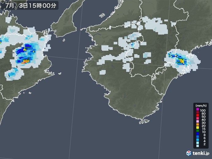 和歌山県の雨雲レーダー(2021年07月03日)