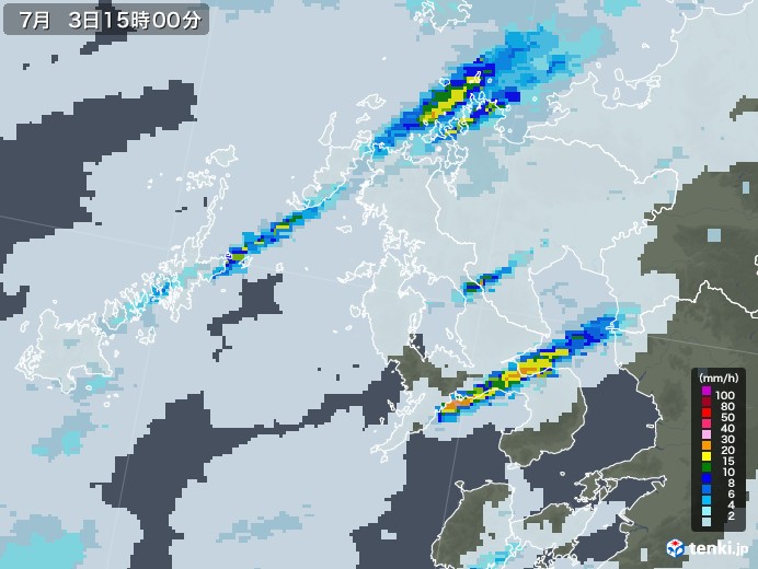 長崎県の雨雲レーダー(2021年07月03日)
