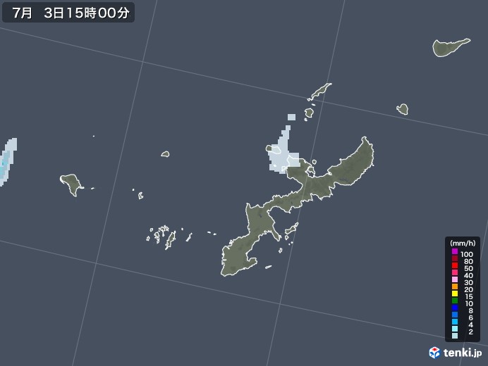 沖縄県の雨雲レーダー(2021年07月03日)