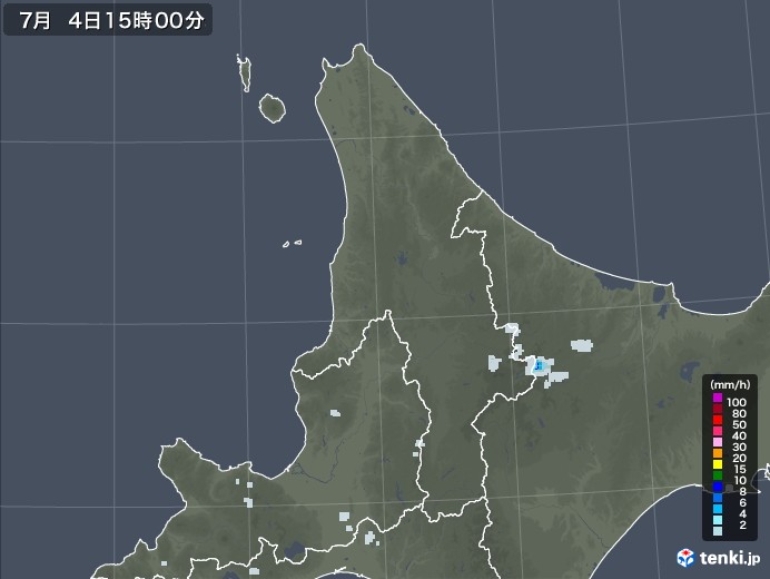 道北の雨雲レーダー(2021年07月04日)