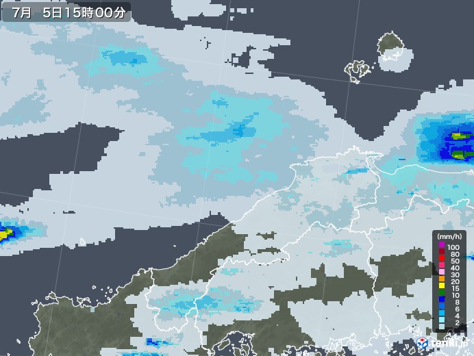 島根県の雨雲レーダー(2021年07月05日)