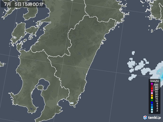 宮崎県の雨雲レーダー(2021年07月05日)