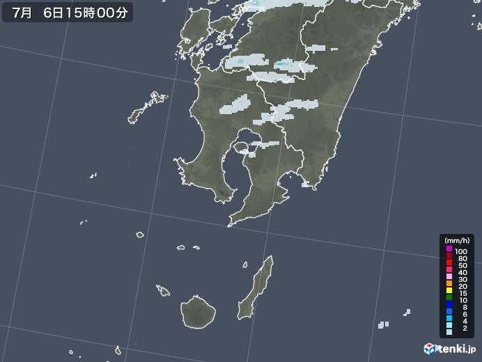 鹿児島県の雨雲レーダー(2021年07月06日)