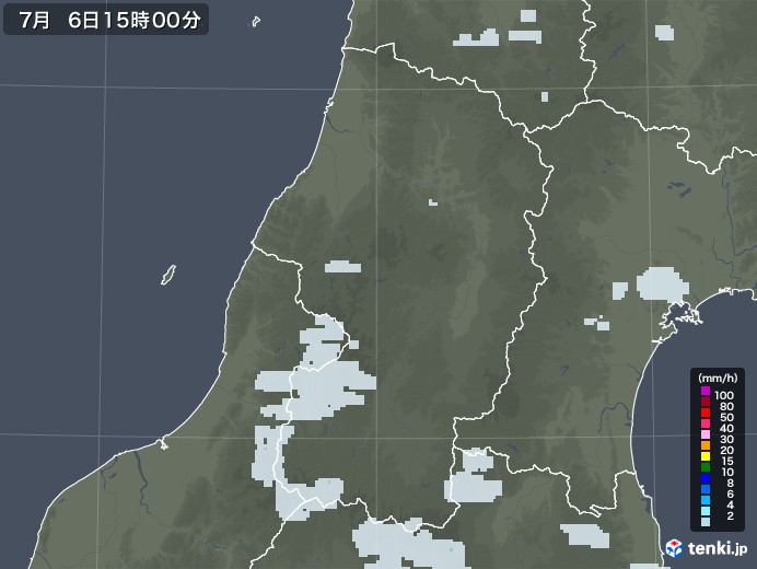 山形県の雨雲レーダー(2021年07月06日)