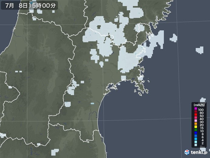 宮城県の雨雲レーダー(2021年07月08日)