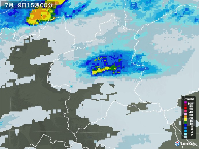 群馬県の雨雲レーダー(2021年07月09日)