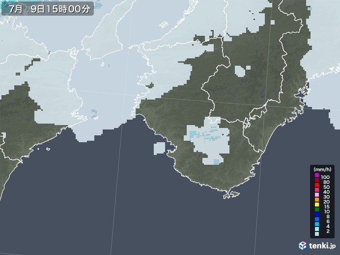 和歌山県の雨雲レーダー(2021年07月09日)