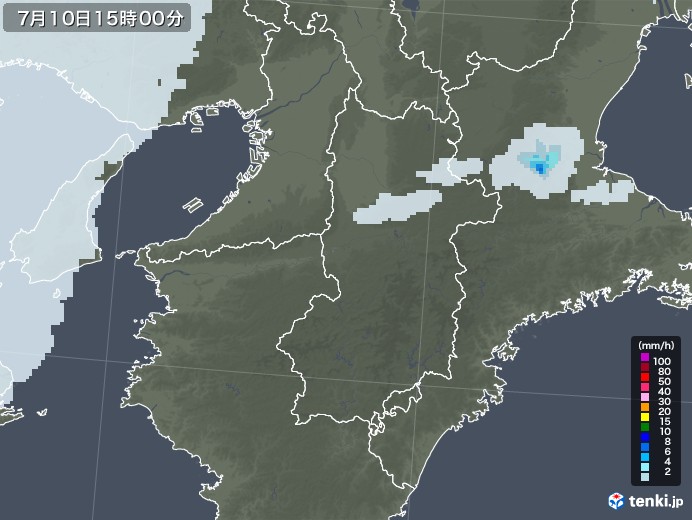 奈良県の雨雲レーダー(2021年07月10日)