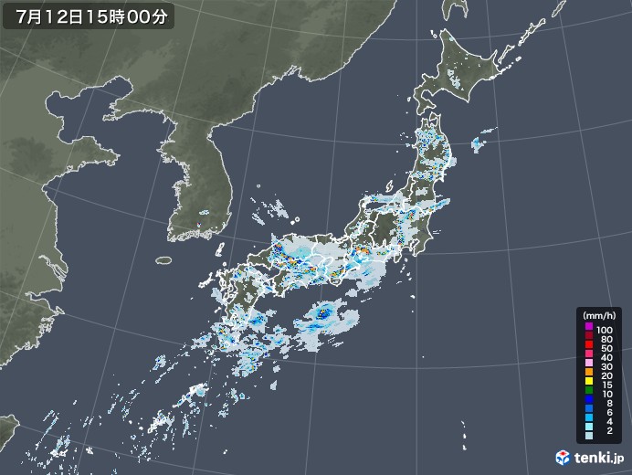 雨雲レーダー(2021年07月12日)