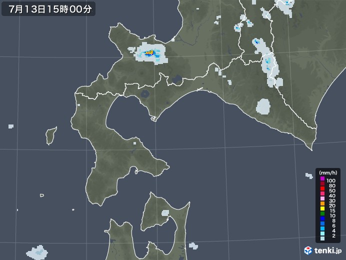 道南の雨雲レーダー(2021年07月13日)
