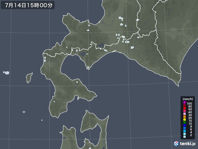 道南の雨雲レーダー(2021年07月14日)