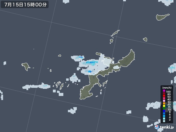 沖縄県の雨雲レーダー(2021年07月15日)