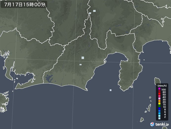 静岡県の雨雲レーダー(2021年07月17日)