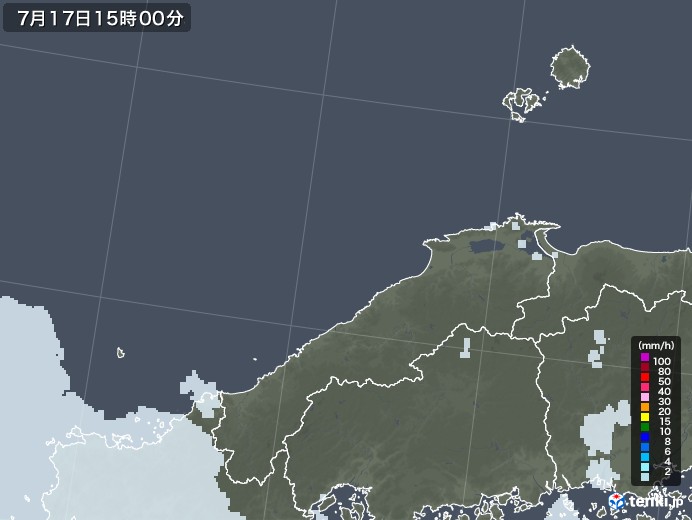 島根県の雨雲レーダー(2021年07月17日)