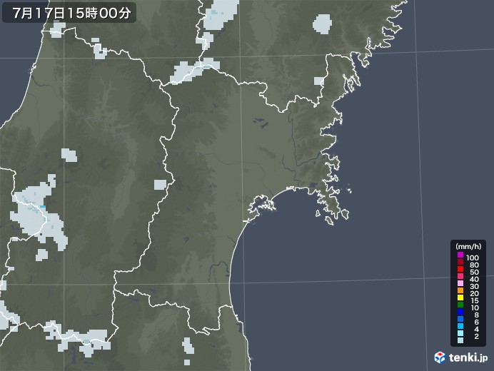 宮城県の雨雲レーダー(2021年07月17日)