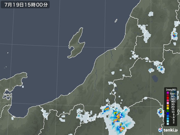 新潟県の雨雲レーダー(2021年07月19日)