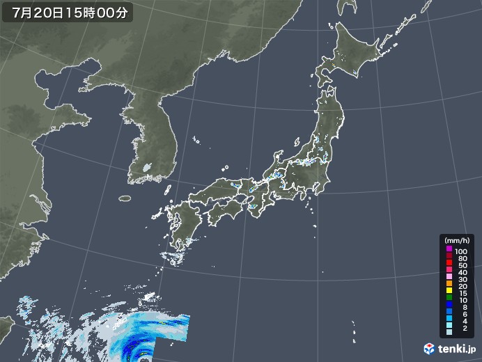 雨雲レーダー(2021年07月20日)