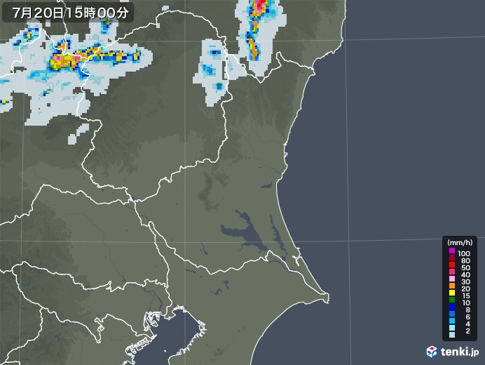 茨城県の雨雲レーダー(2021年07月20日)