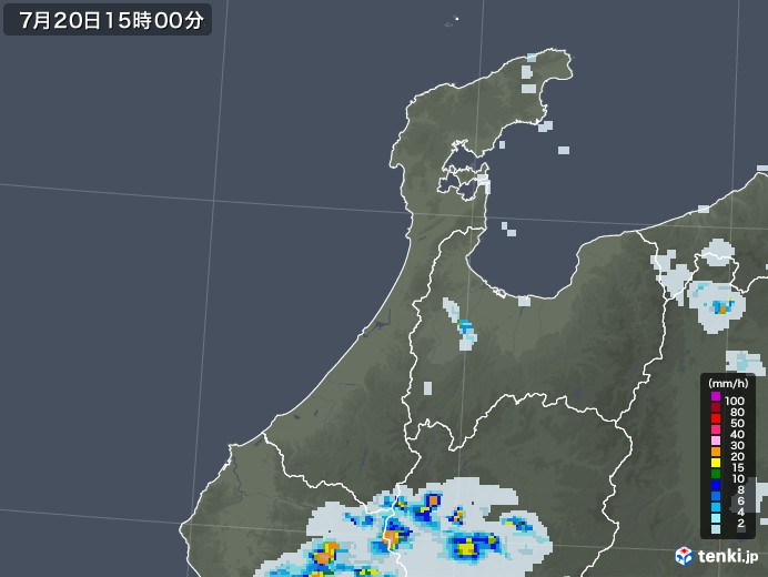 石川県の雨雲レーダー(2021年07月20日)