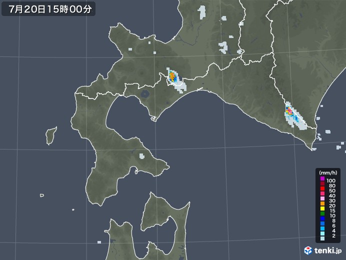 道南の雨雲レーダー(2021年07月20日)