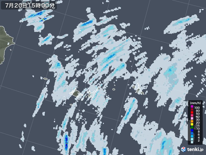 宮古・石垣・与那国(沖縄県)の雨雲レーダー(2021年07月20日)